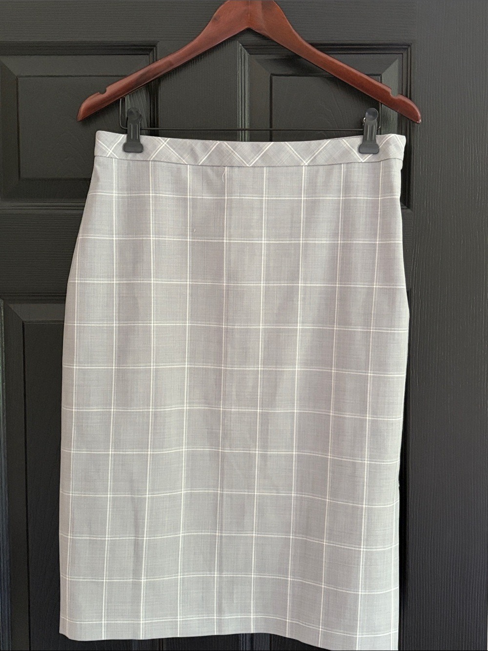 Banana Republic Light Gray Windowpane Pencil Skirt